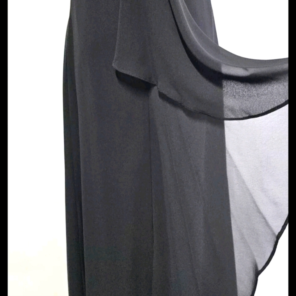 Alfred Angelo Sz 8 Black Satin Formal Evening Party Cocktail Elegant Maxi Dress - Picture 6 of 13